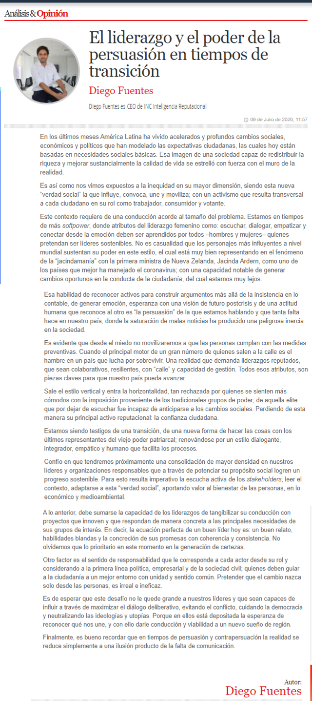El liderazgo y el poder de la persuasión en tiempos de transición